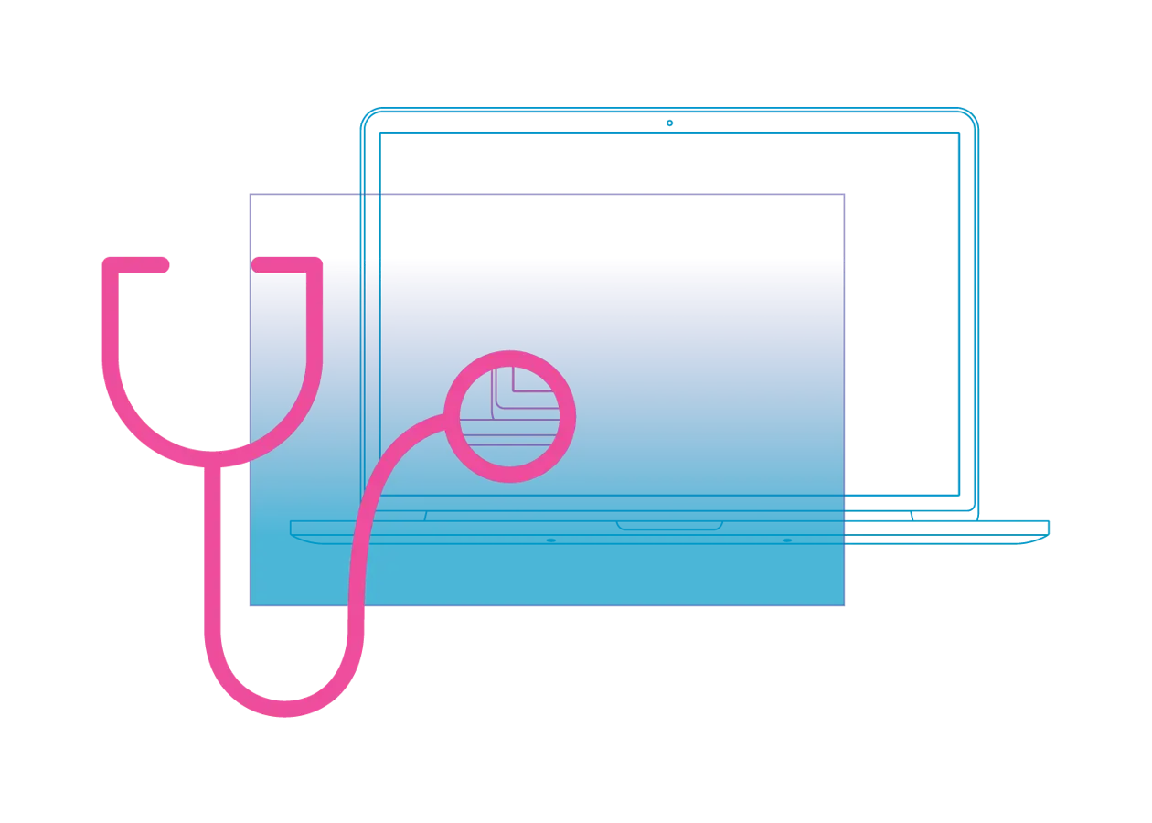 a stethoscope and laptop