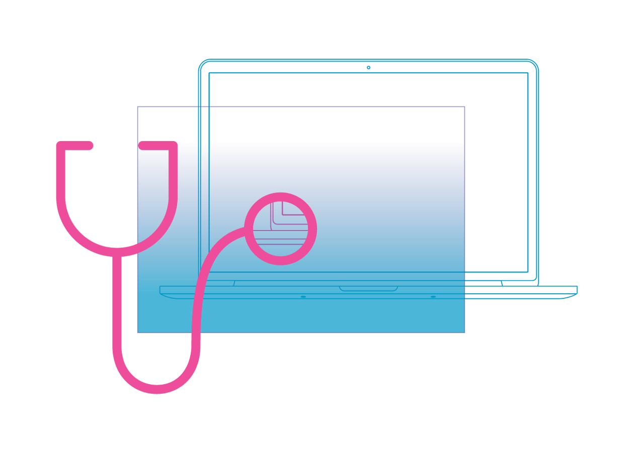 a stethoscope and laptop