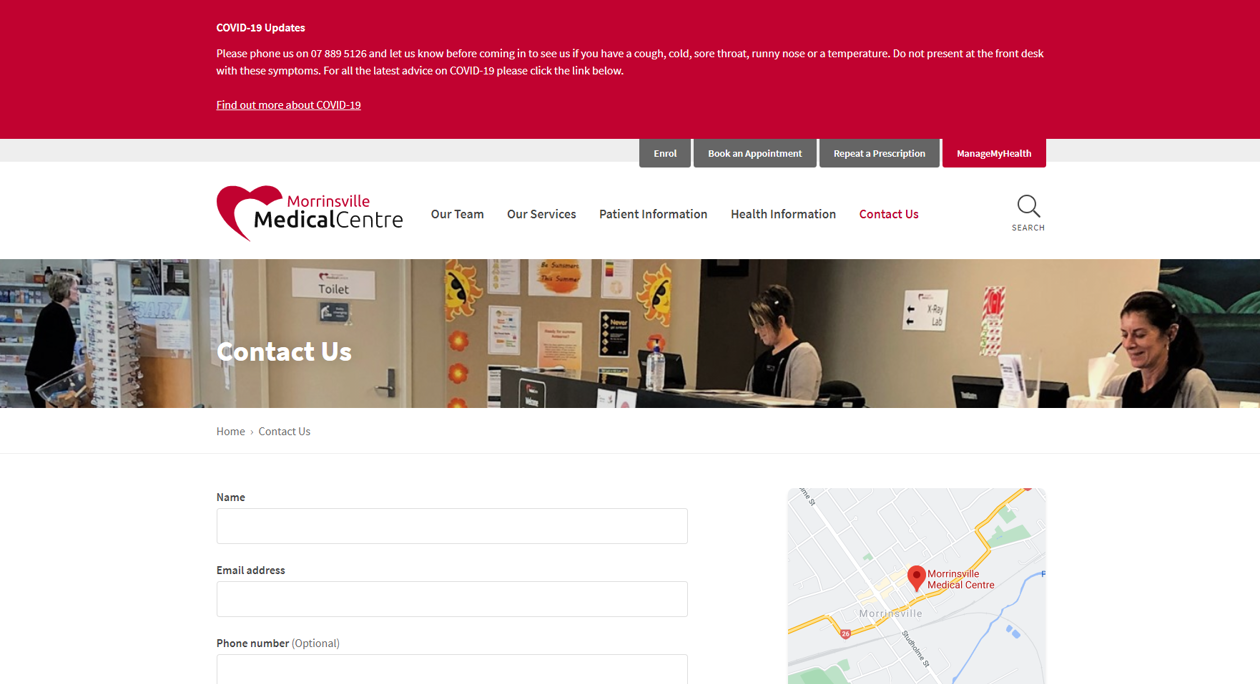 a screenshot of a medical center