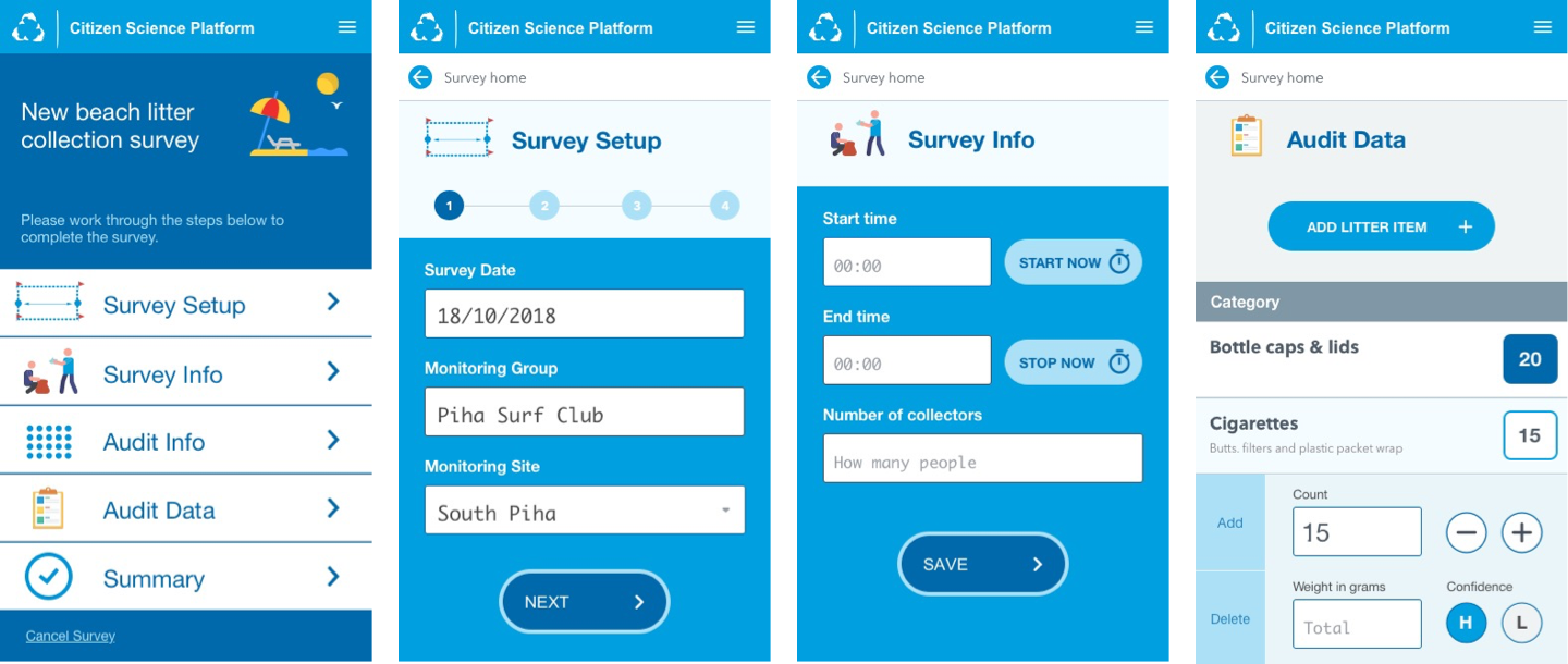screens screenshots of a survey
