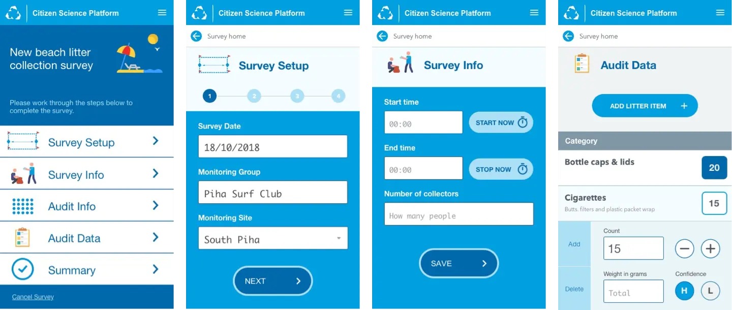 screens screenshots of a survey