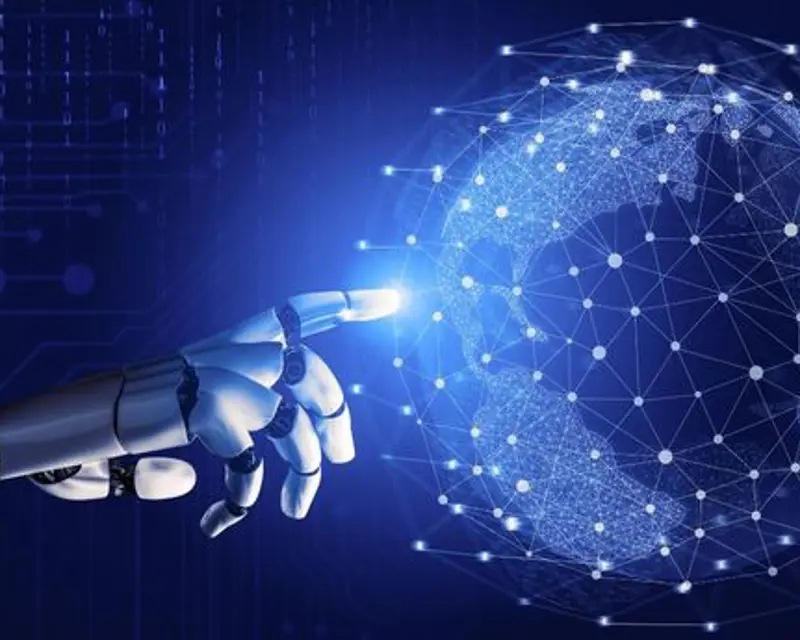 a robot touching a globe