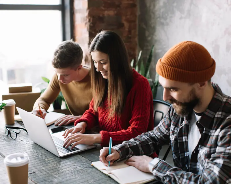 a group of people using marketing technology