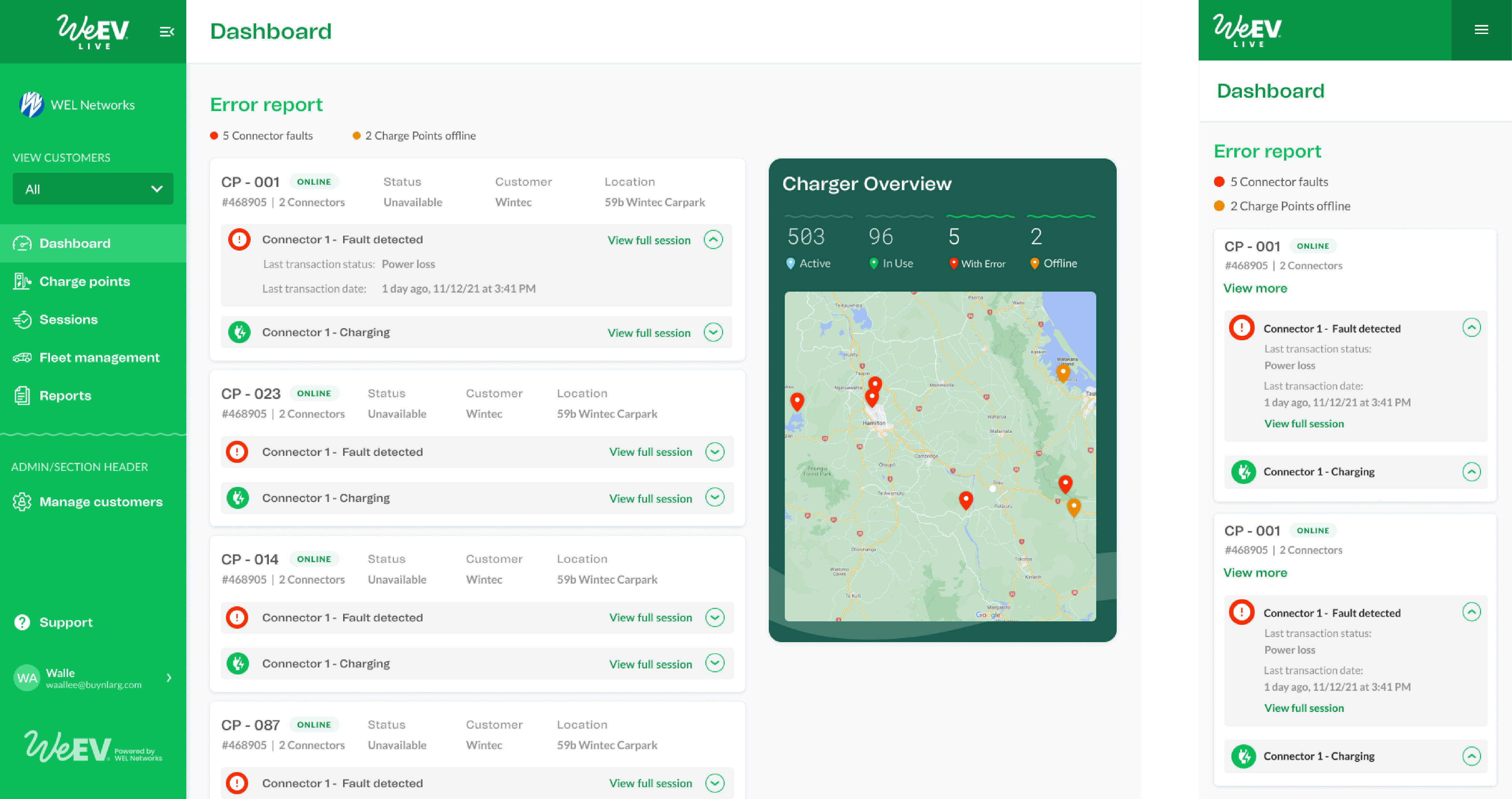 WEL We.EV dashboard map