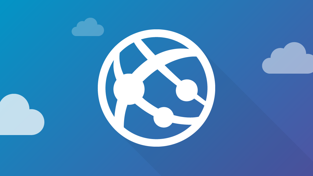 a white circle with dots and lines on a blue background