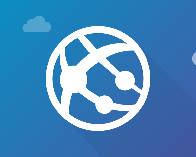 a white circle with dots and lines on a blue background