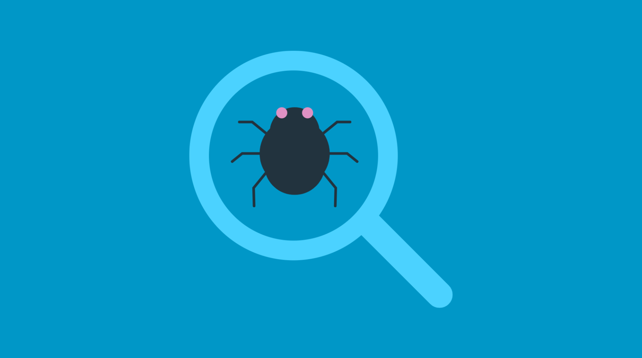 a magnifying glass with a bug