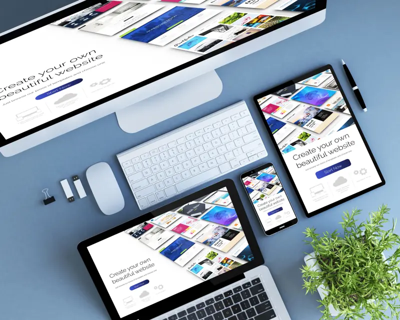 content management system on laptop phone tablet and computer