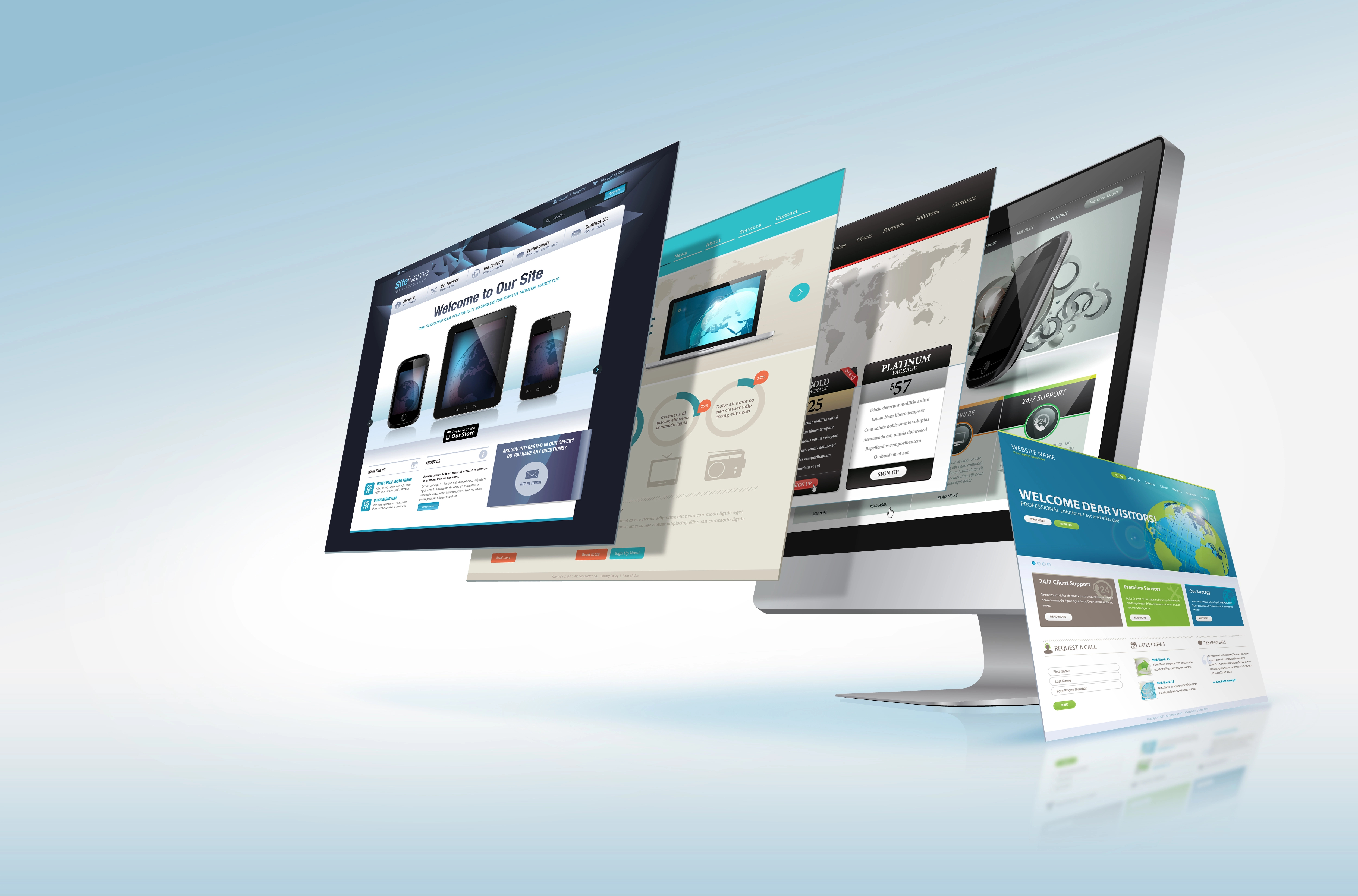 several screens on a computer