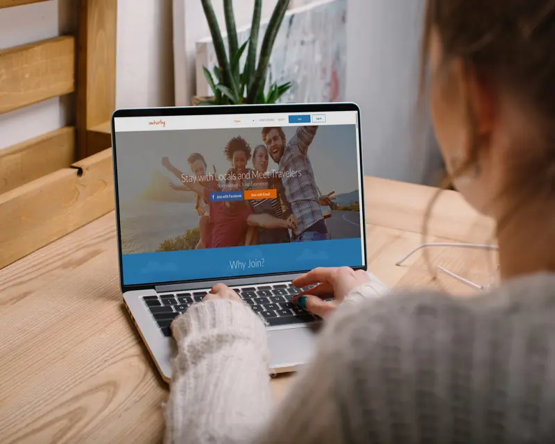 a woman using a laptop
