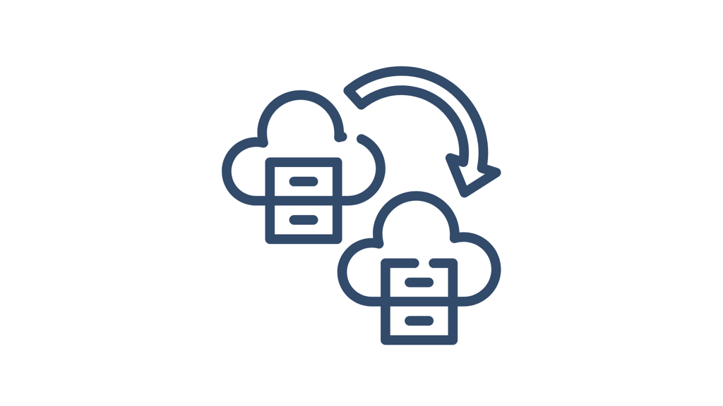 Illustration of cloud migration processes, including discovery, implementation, and application modernization.