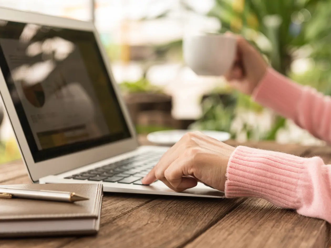 a person working from home on a laptop