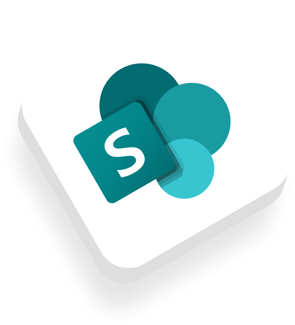 a white square with microsoft sharepoint logo