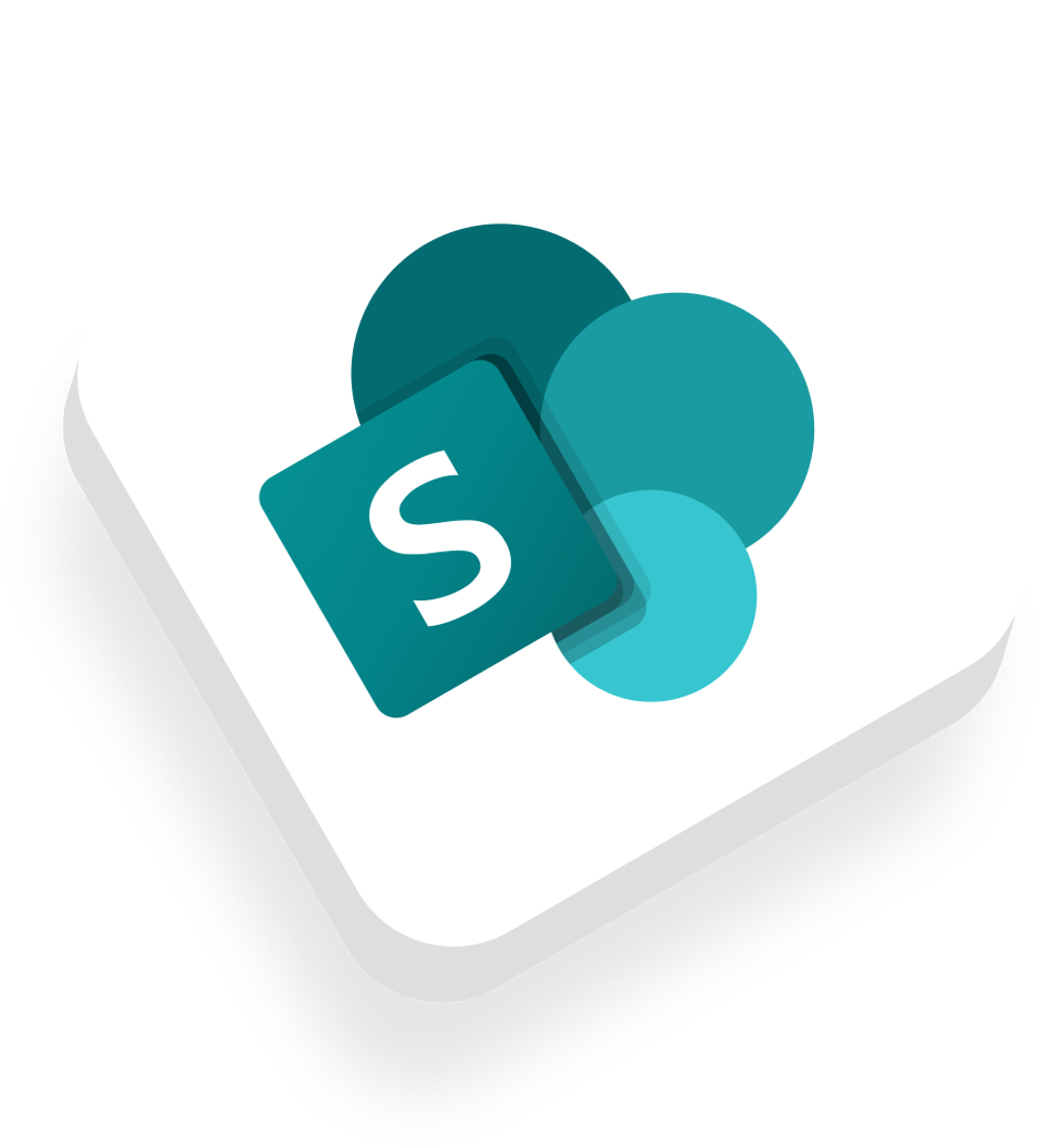 a white square with microsoft sharepoint logo