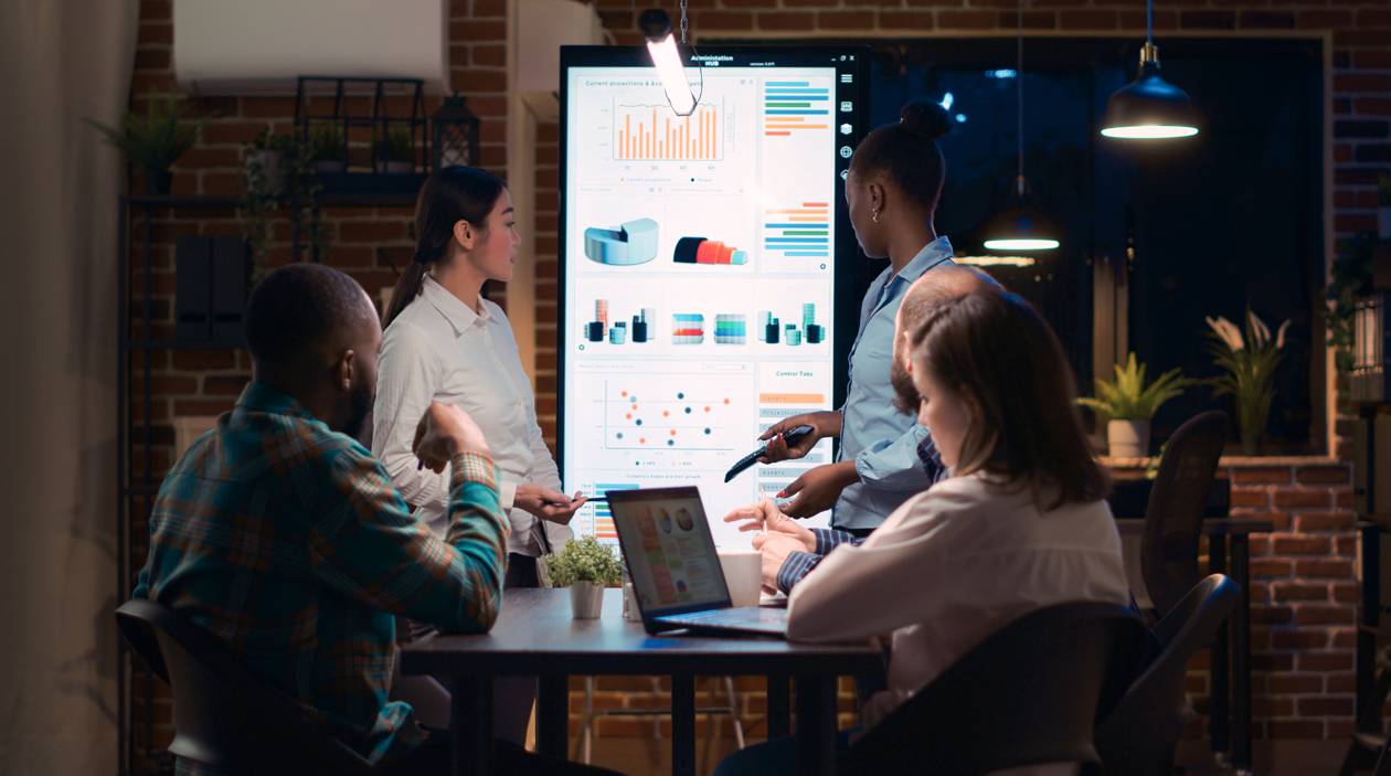 a group of people around a table