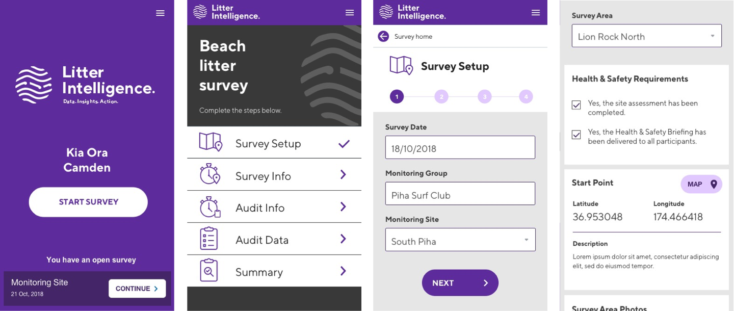 screens screenshots of a survey