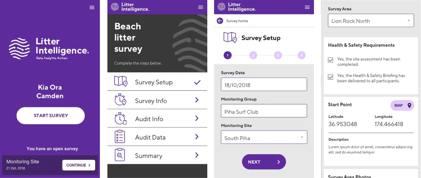 screens screenshots of a survey
