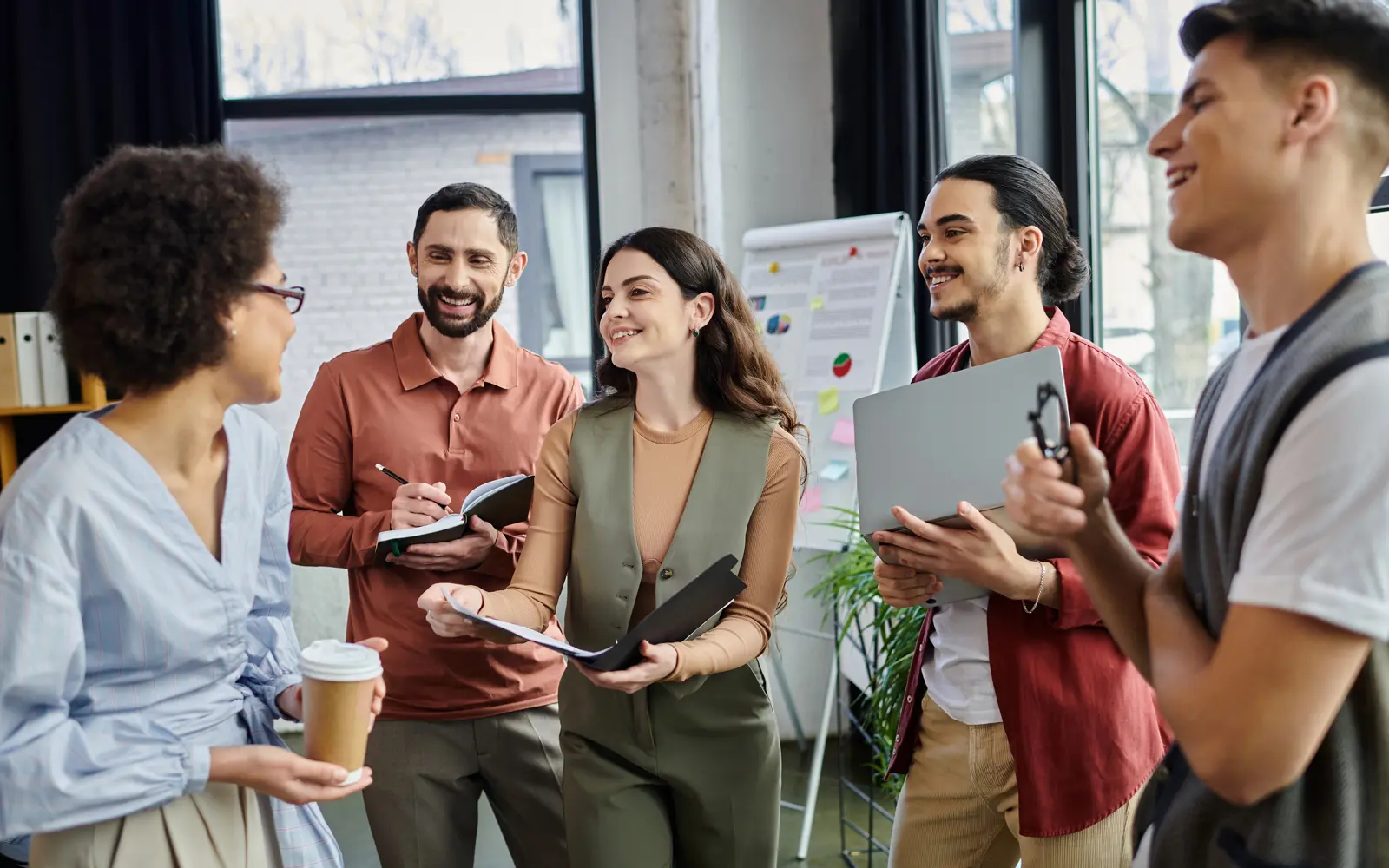 a group of people in a room