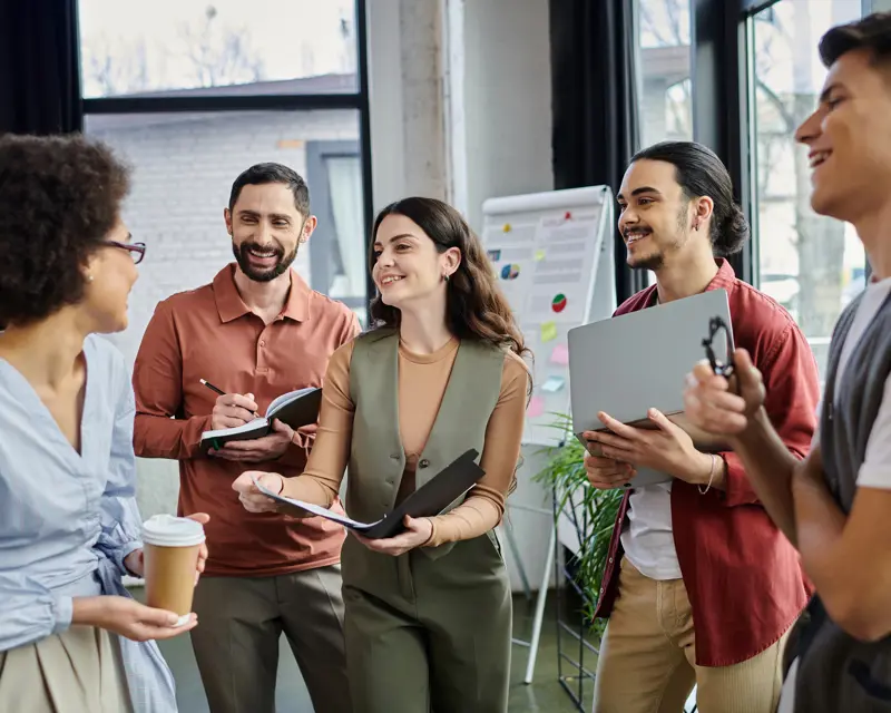 a group of people in a room