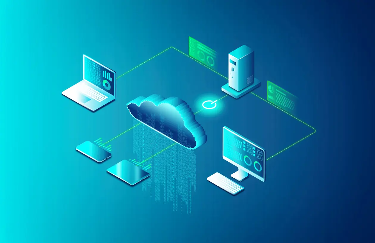 a computer network with a cloud